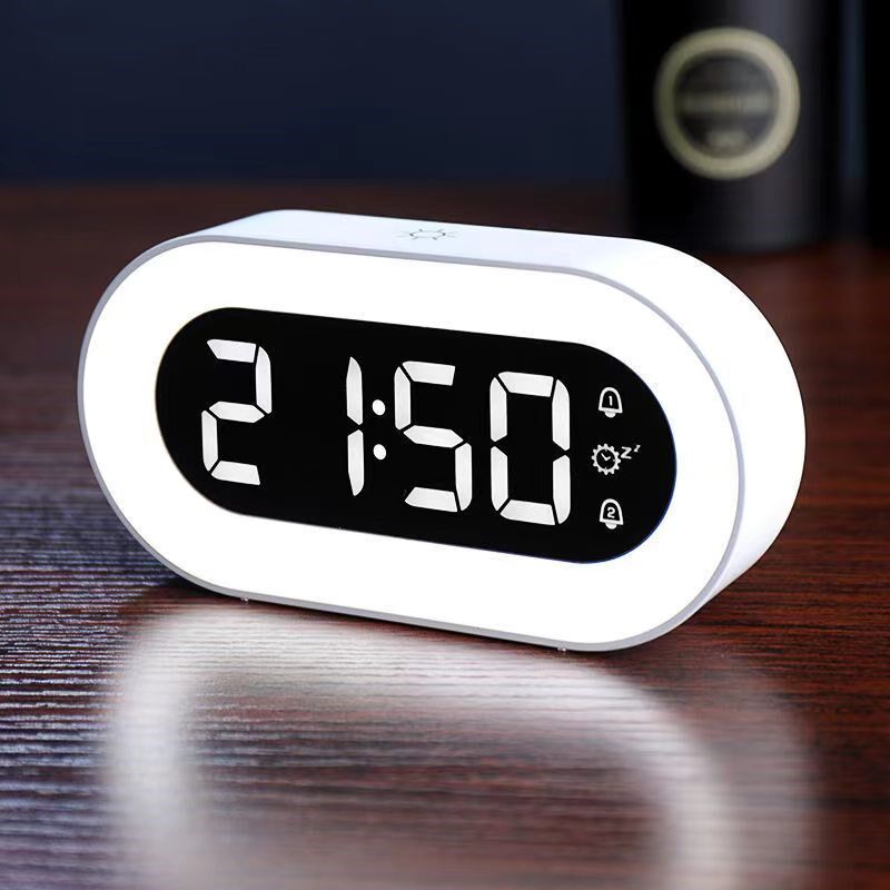 学生儿童起床闹钟音乐贪睡闹表婴幼儿宝妈床头小夜灯静音夜光充电