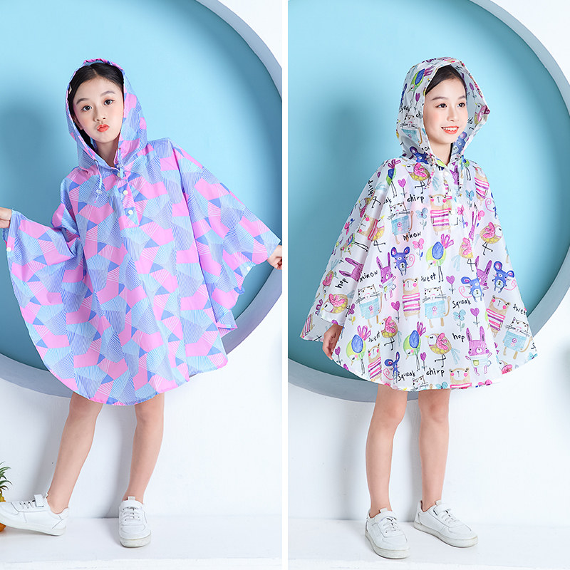 2022儿童新款时尚卡通斗篷雨衣男女童宝宝小孩学生背书包便携雨披