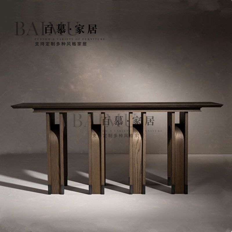 中古实木玄关桌复古民宿客厅沙发背后边桌侘寂风走廊靠墙展示条案