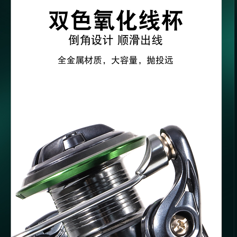 无间隙路亚纺车轮全金属线杯镂空渔轮矶钓海钓杆鱼轮全金属海竿轮