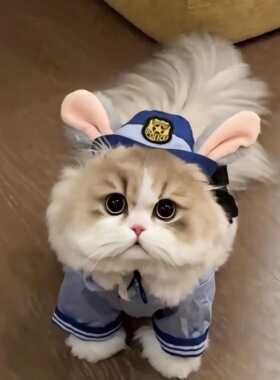 猫咪兔子警官衣服宠物小狗套装疯狂动物城COS兔耳朵帽子马甲衬衫