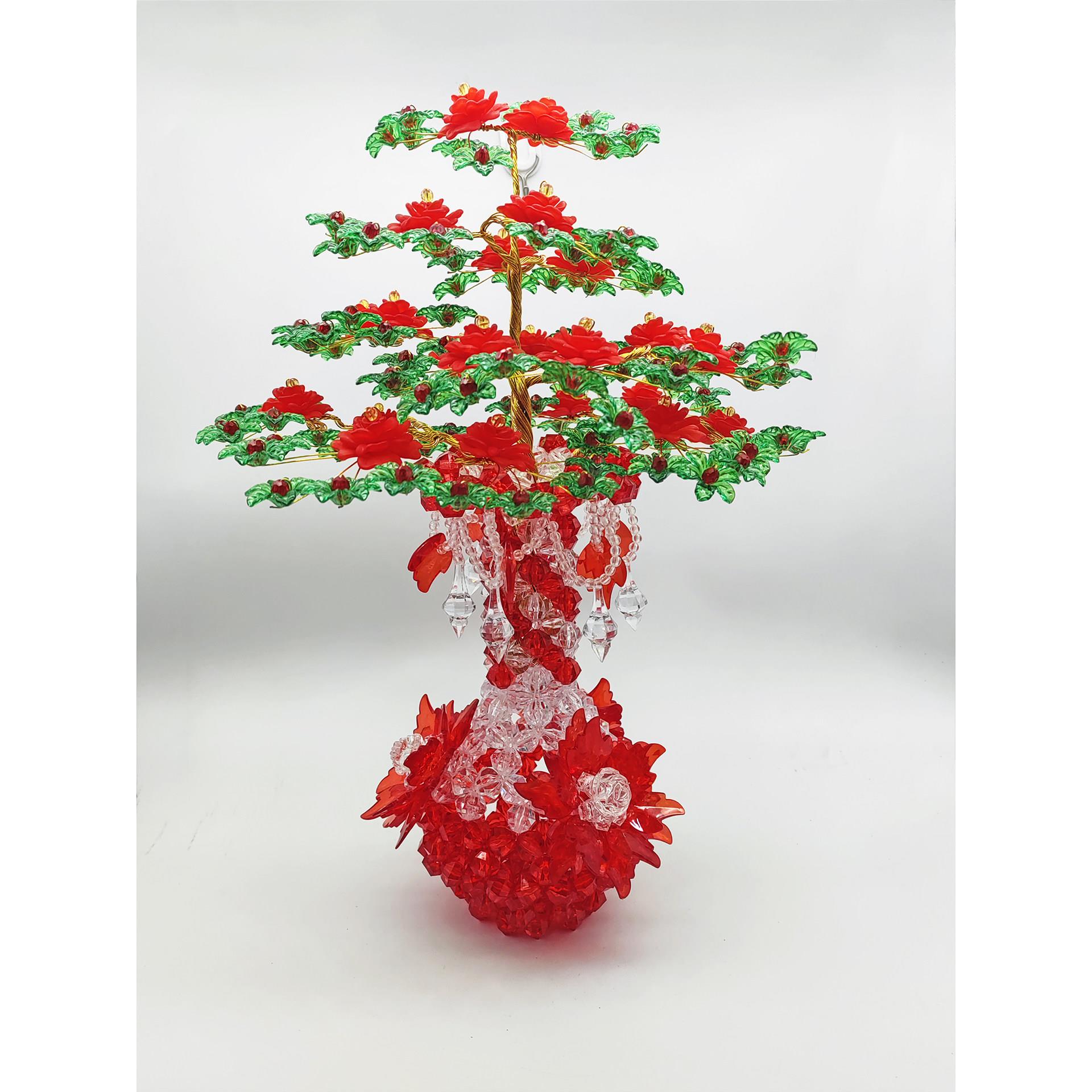 成品手工串珠花瓶发财树摆件客厅玄关家居装饰品穿珠diy编织材料