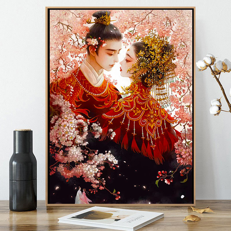 2022钻石画满钻新人结婚婚礼系列古风唯美婚礼百喜图十字绣装饰画