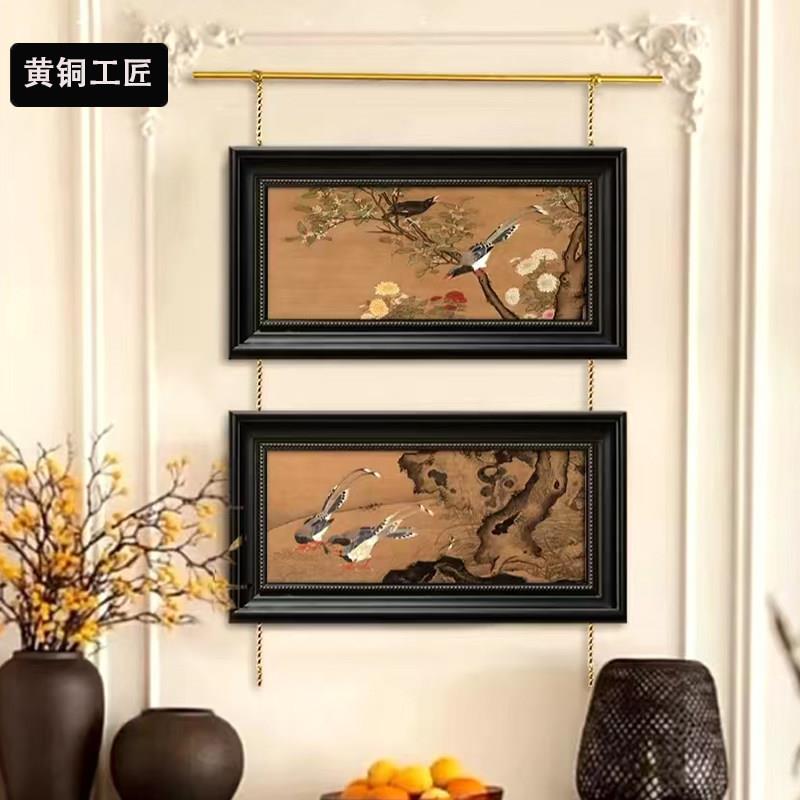 黄铜挂画器吊画轨道法式复古装饰画艺术画展厅吊画链轻奢挂画杆