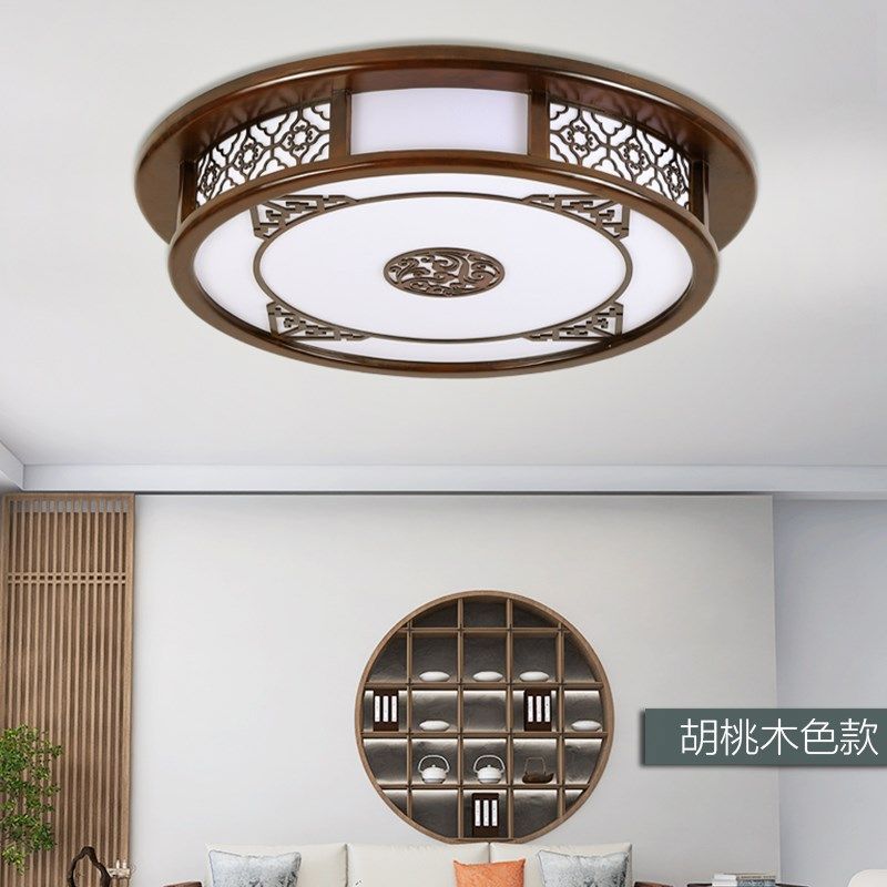 新中式吸顶灯led灯具实木中国风仿古典大气客厅灯卧室套餐灯饰