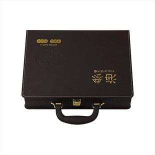 海参包装礼盒高档咖色手提书形皮盒海参一斤装空盒子定制包邮