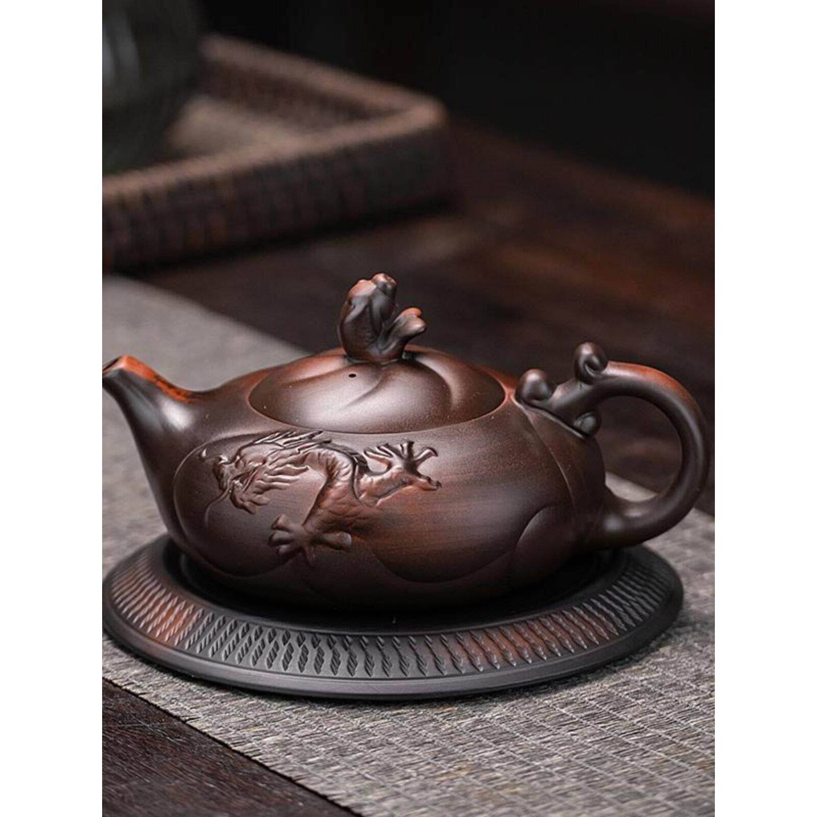 建水紫陶紫砂壶凤鸣壶泡茶壶纯手工茶壶家用覆古中式高端茶壶茶具