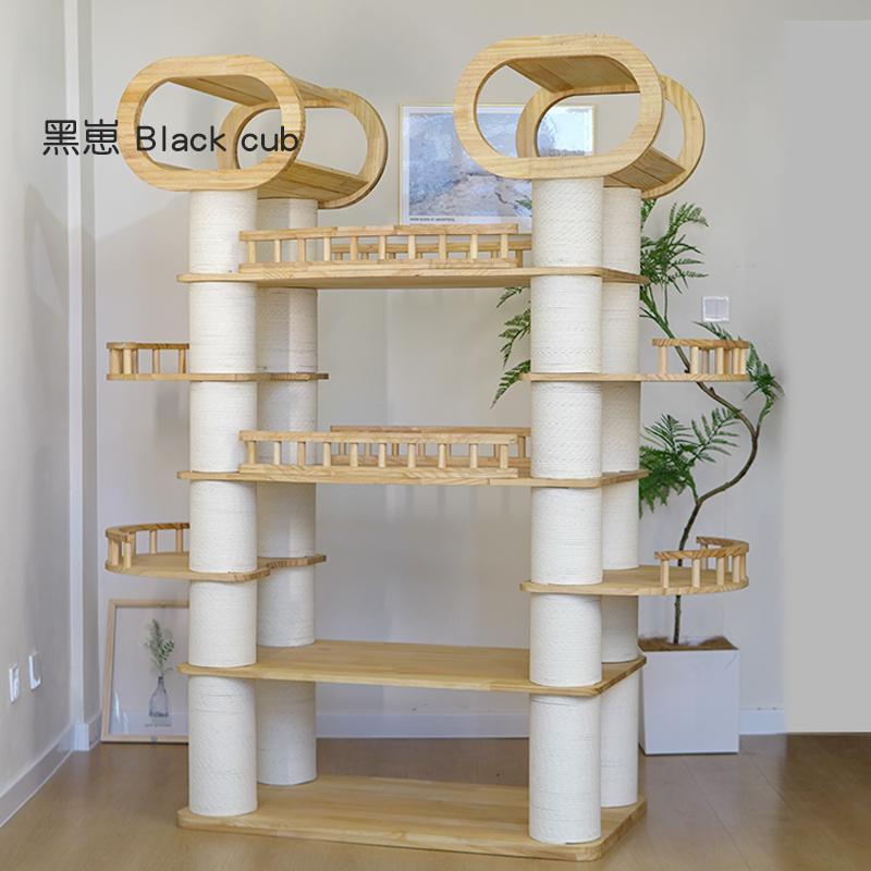 黑崽猫爬架猫窝猫树一体缅因布偶猫舍猫别墅大型实木豪华高端