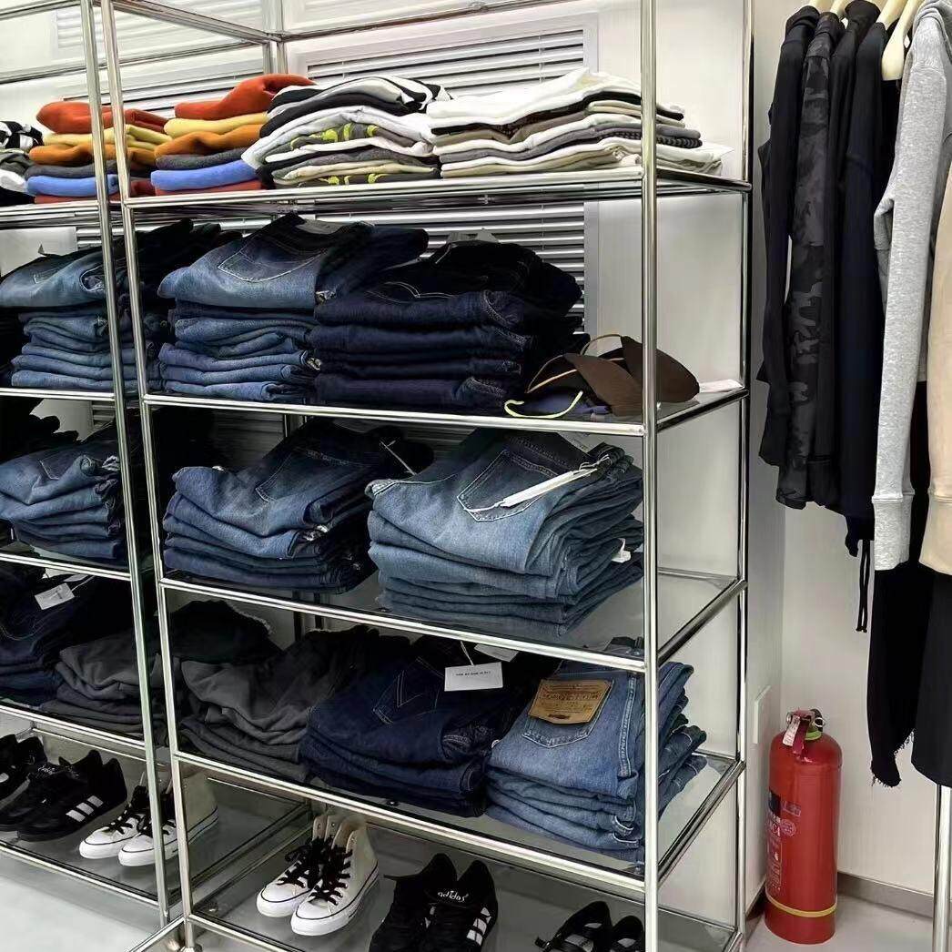 中古玻璃置物架化妆品货架产品鞋包帽服装店陈列展示柜多层不锈钢