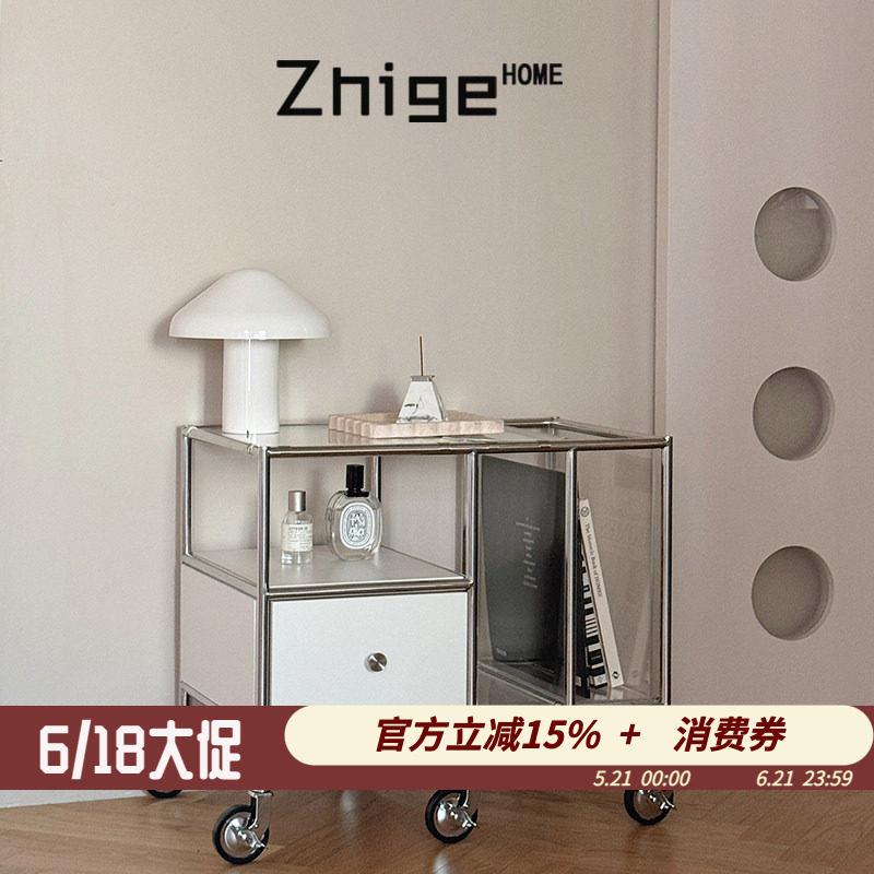 沙发边几推车不锈钢客厅置物架多功能可移动边柜床头柜创意茶几图片