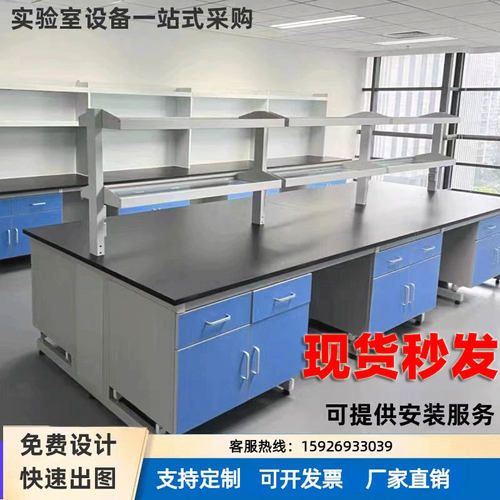 钢木实验台实验室中央台工作台全钢通风柜实验操作边台化学试剂架