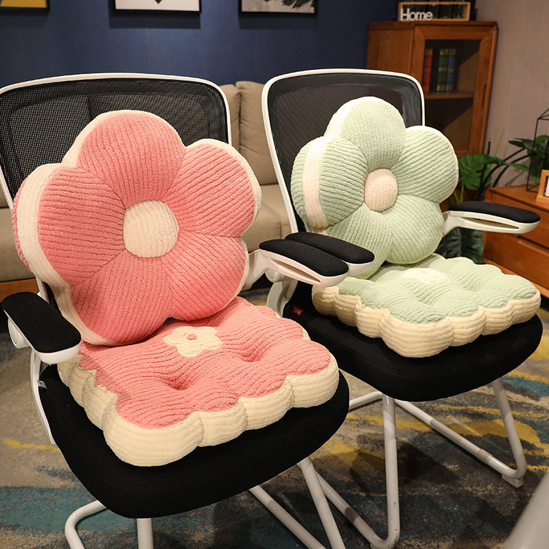花朵抱枕办公室座椅靠枕腰靠腰垫久坐护腰靠垫腰枕沙发椅子靠背垫