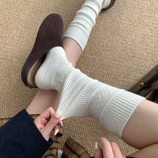 拿捏早秋温差 针织花纹堆堆袜好温柔 软fufu 慵懒感女孩超爱