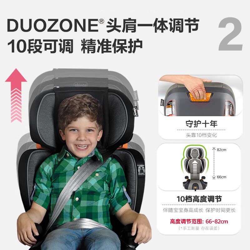 chicco智高大童安全座椅儿童增高坐垫isofix接口汽车用3-岁以上