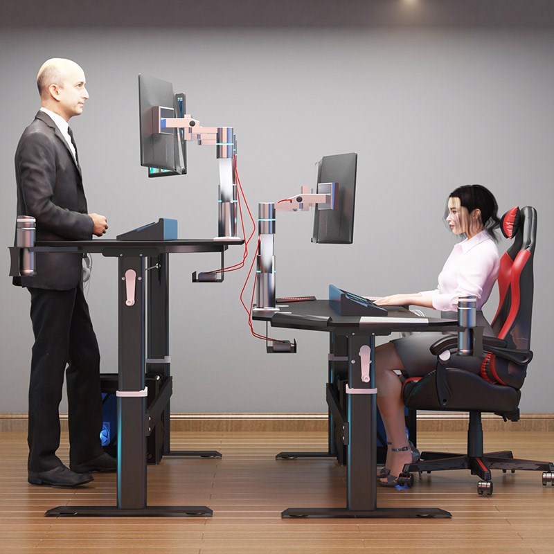 电脑桌升降台式家用电竞桌学生简易游戏桌卧室学习写字桌椅装黑