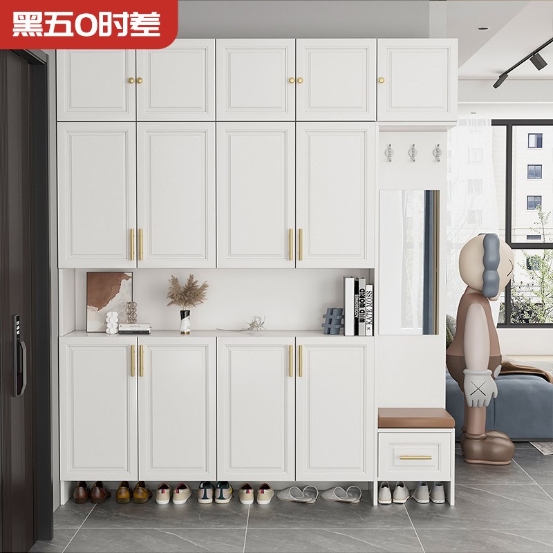 实木鞋柜家用门口置物玄关柜衣帽柜一体经济型大容量阳台防尘鞋架