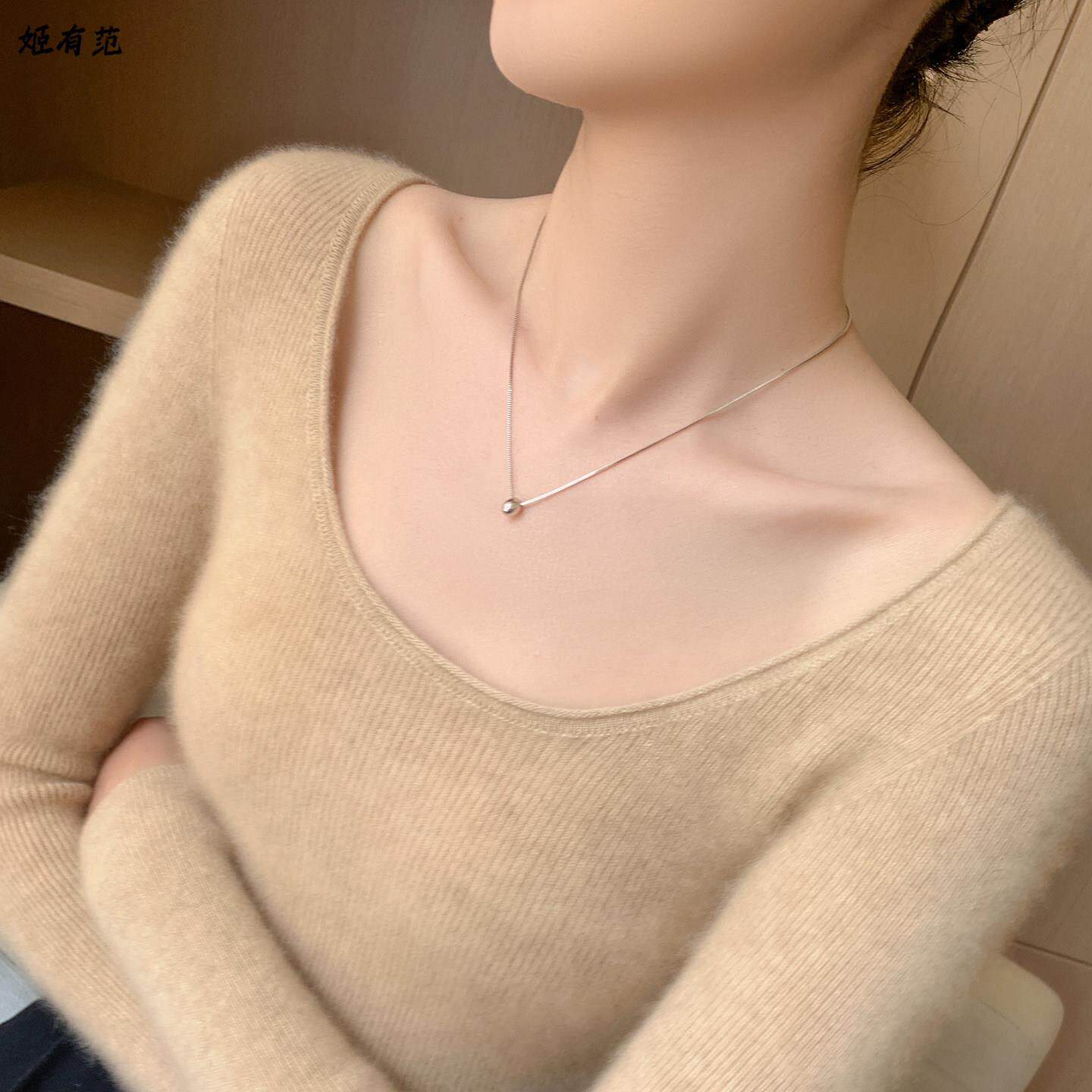 崔万志工厂高级感~无缝大U领山毛针织衫