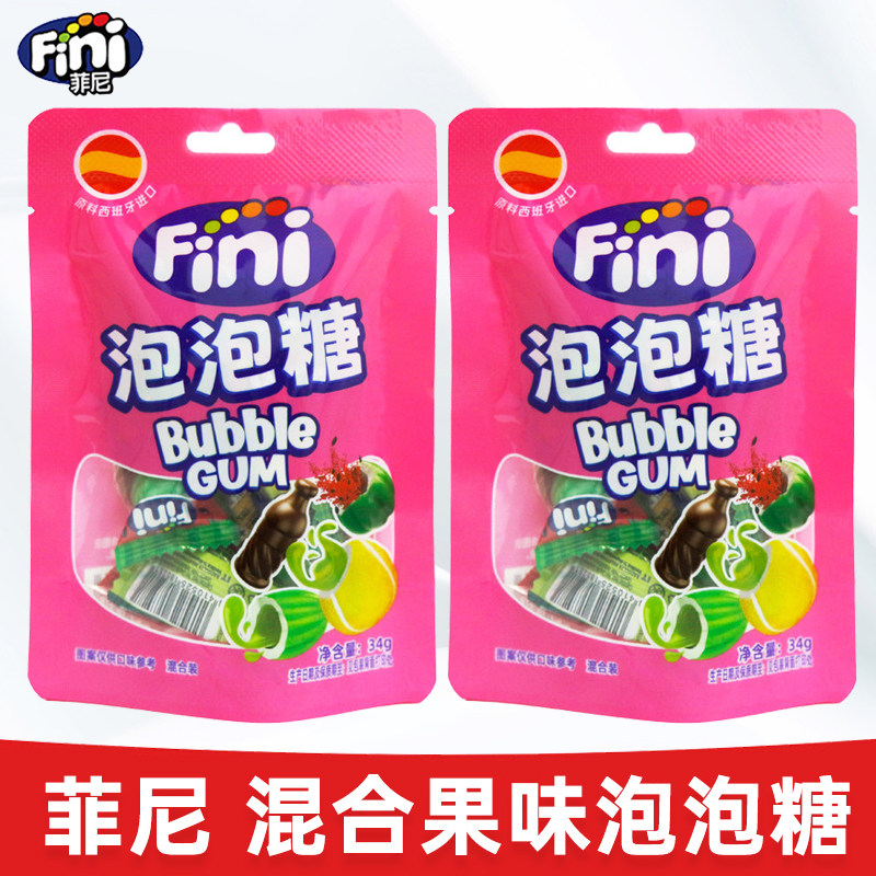 西班牙Fini菲尼夹心泡泡糖34g混装口味网球西瓜可乐蜜瓜味口香糖