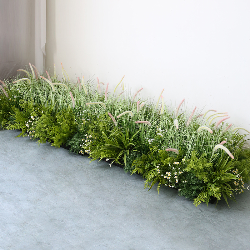 室内假植物造景摆件仿真芦苇草丛绿植景观隔断卡槽绿植美化软装