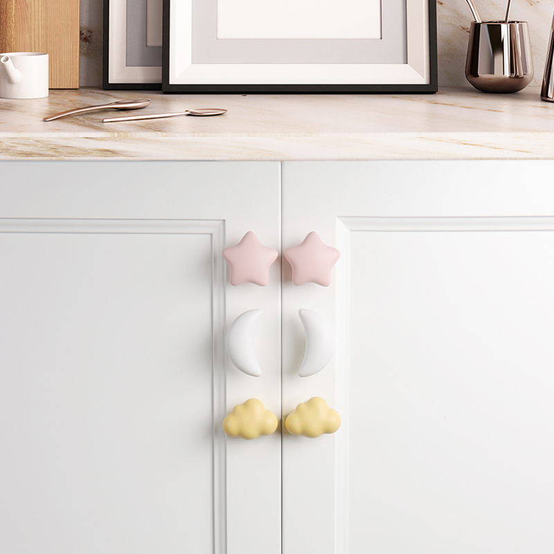 可爱云朵拉手定制简约儿童房衣柜门橱柜子床头柜抽屉单孔把手彩色