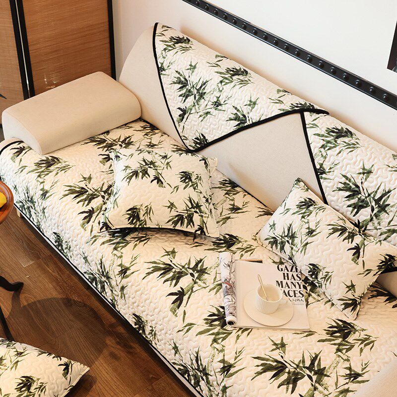 中古风加厚沙发垫四季通用防滑坐垫子2024新款皮沙发盖巾套罩定制