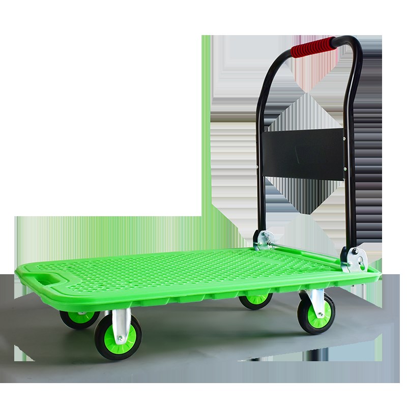 手推车拖车折叠拉货车加钢管平板车静音搬运车四轮快递购物小推车