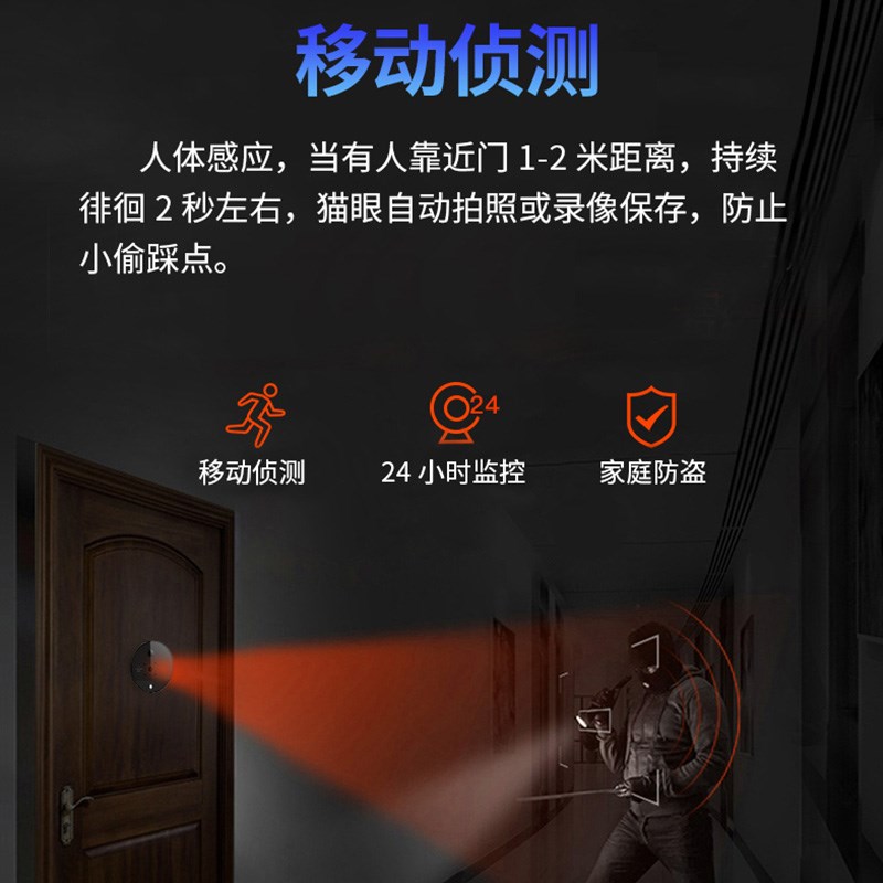 涂鸦智能可视对讲猫眼S52高清无线可视门铃带显示屏视频免打孔