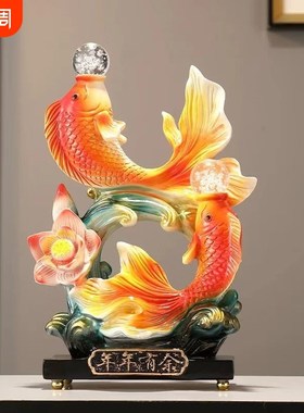 摆件招财客厅玄关展示柜装饰品乔迁新居礼品实用创意桌面手工双鱼