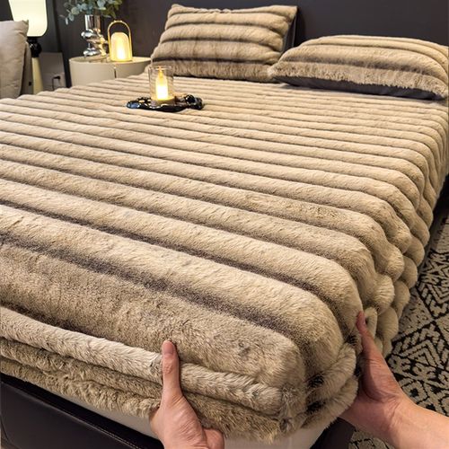 加厚兔毛绒床笠单件冬季加绒床罩牛奶珊瑚绒床垫套保护罩2025新款