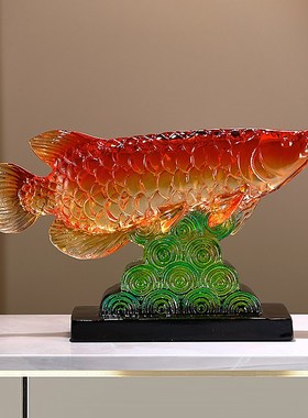 乔迁新居铜钱红龙鱼客厅摆件新房入宅朋友送礼礼品入门玄关装饰品