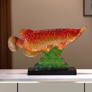 乔迁新居铜钱红龙鱼客厅摆件新房入宅朋友送礼礼品入门玄关装 饰品