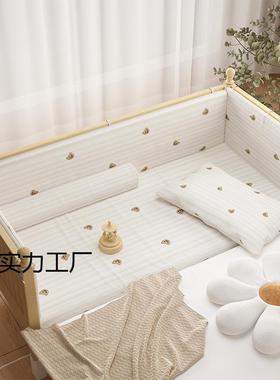 儿童床拼接床调可节高拼家用大床度加接宽床JEW实木婴儿床带护栏