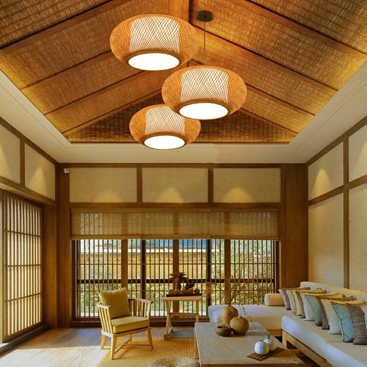 新中式竹编现代田园风格客厅餐厅包间日式茶室禅意榻榻米竹艺吊灯