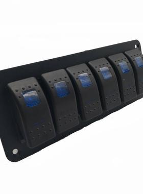 铝汽车关345334房车面板开6位板面板开关5ON-OFFP双蓝灯开关