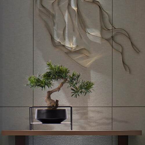 关新中盆式创意瓷迎客陶松景绿植摆件书房YH024客厅电视柜玄软装