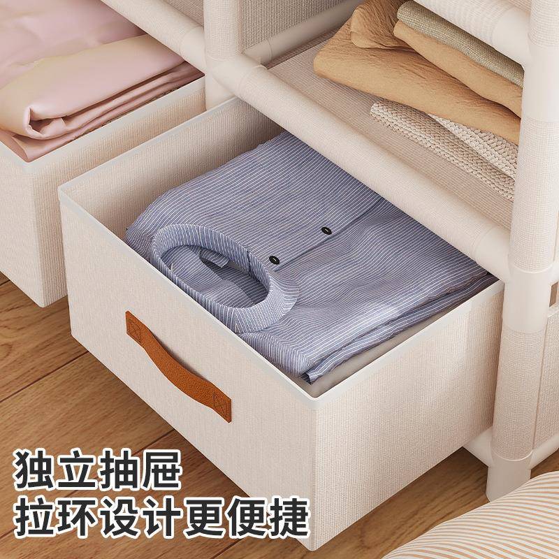 简易衣柜用卧室小户型现粗代简约衣帽家架用钢管加防BOC纳尘组装