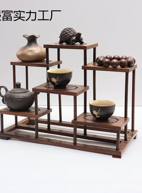 实木鸡翅木小博古架桌面用紫砂茶壶展示收纳架榫卯结构多宝阁陈列