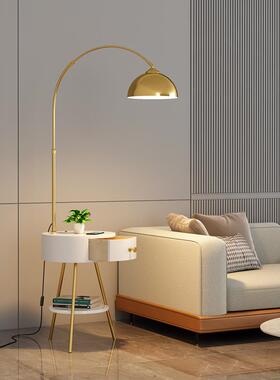 茶几抽充屉地灯客厅沙旁发网红卧室床头柜灯无线电置物架落98578