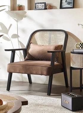 藤编双中人三人藤椅中古实木靠背椅沙发餐厅椅78283餐椅子古高风