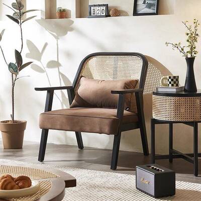 藤编双中人三人藤椅中古实木靠背椅沙发餐厅椅78283餐椅子古高风