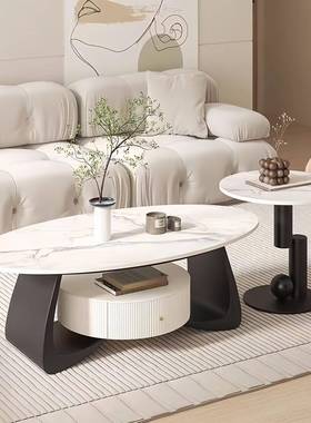 奶油风极简岩板茶客新厅家用几茶网红爆款2025款几轻奢11153茶桌