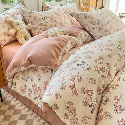 Y2母婴柔提花水洗四件套小竺PIE被套上床用品碎花学G生超宿舍床单