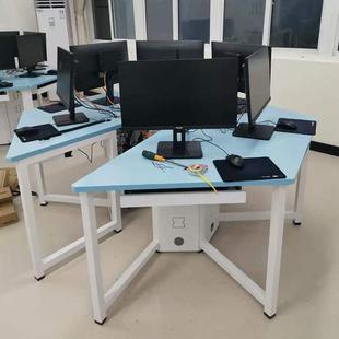 六边形电脑桌阅五读桌板式课六角桌学生试验台ZC-2012桌形机房角