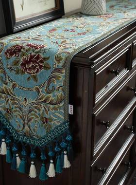 欧式旗餐桌桌布家用五斗柜轻式长条茶奢ZG-65565几盖巾电视柜床尾