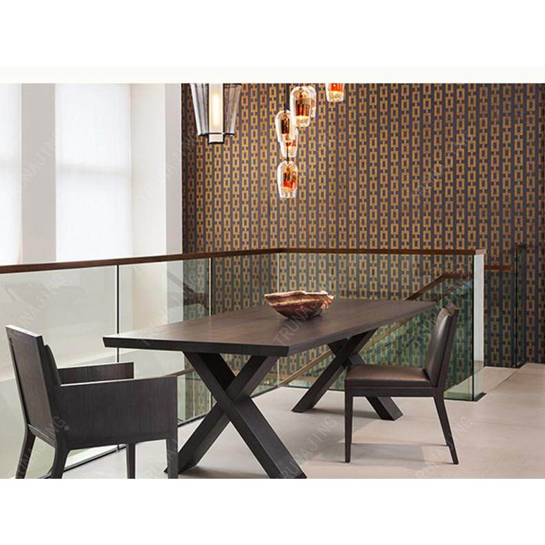 美黑胡桃木原木大板长桌/美式乡村实桌/8OKC人10人位北餐餐桌/木