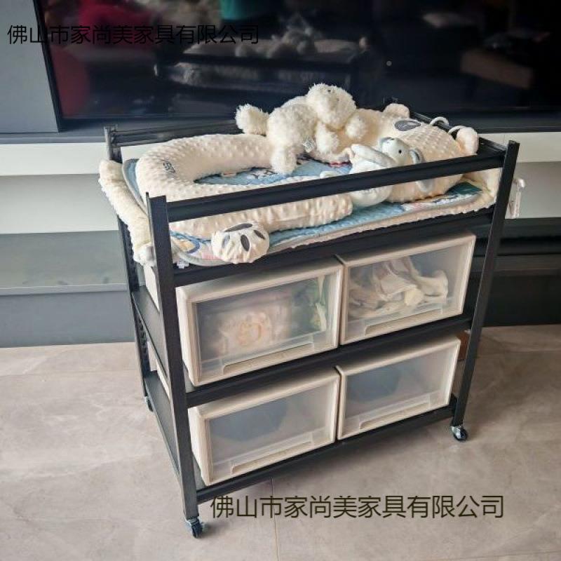 婴儿床尿布台置物架洗澡按摩尿布台多衣能婴儿童换台可移动儿护功理台