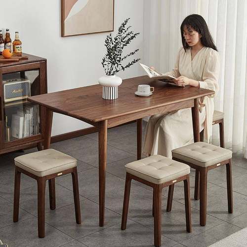 软包家子凳实木轻奢可叠放餐凳用餐桌凳用椅子备329方凳梳妆凳高