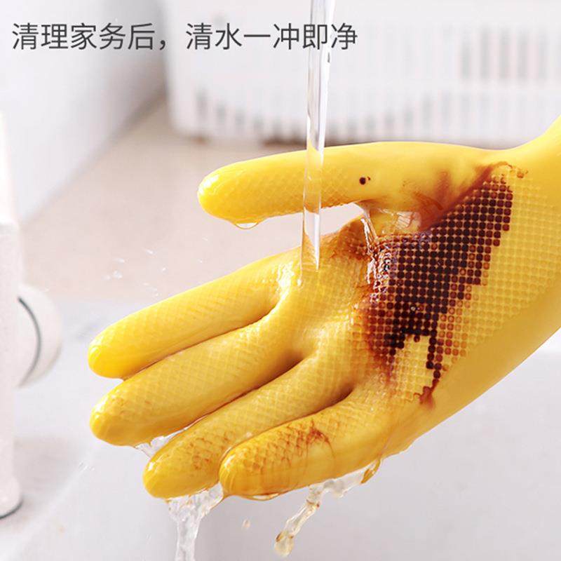 加厚防加绒胶手套牛筋胶厨房橡乳洗碗牛筋乳胶家务清洁洗刷碗水耐
