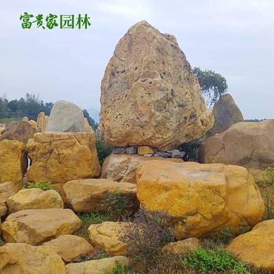 大型园林学校刻字黄蜡石门牌石5米 从化校园文化石景观石材直发