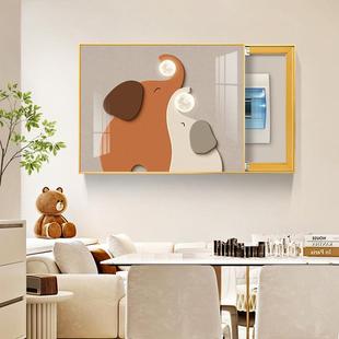 电挂源箱客厅遮挡可推拉画电画表箱装 014简象配电箱 饰画餐厅大QL